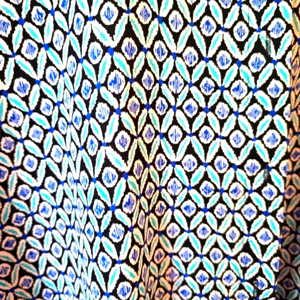 Chico's High/Low Blue Patterned Buttoned Down 3/4… - image 4